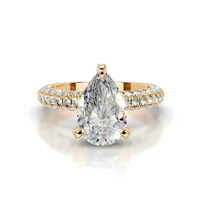 Bold&Chice 2CT Hidden Halo Moissanite Ring, 18K Gold Plated S925 Silver Lab Created Diamond,