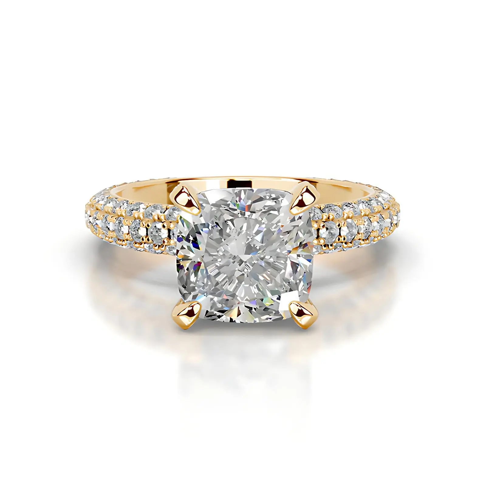 Bold&Chice 2CT Hidden Halo Moissanite Ring, 18K Gold Plated S925 Silver Lab Created Diamond,