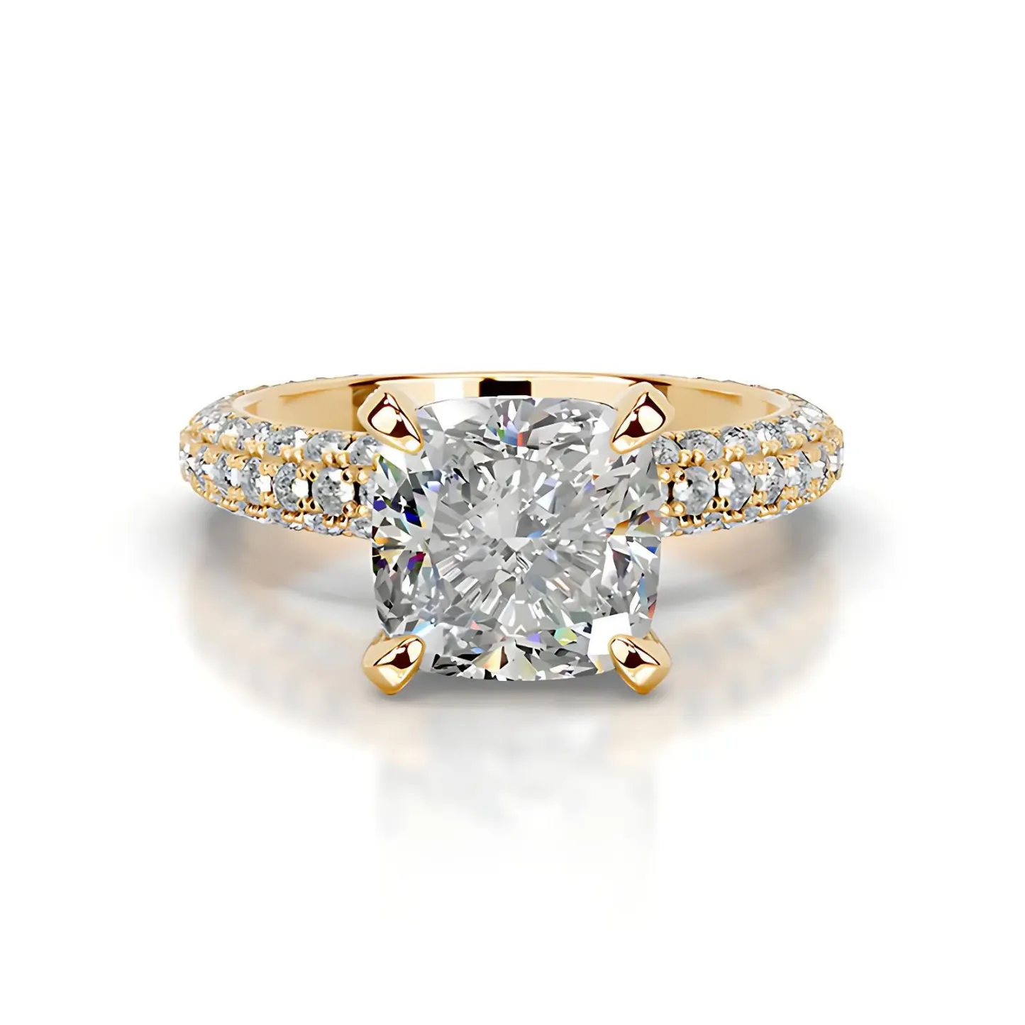 Bold&Chice 2CT Hidden Halo Moissanite Ring, 18K Gold Plated S925 Silver Lab Created Diamond,