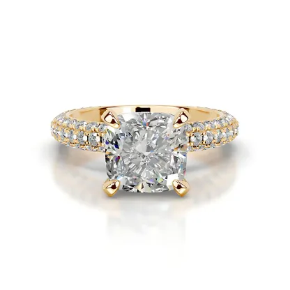 Bold&Chice 2CT Hidden Halo Moissanite Ring, 18K Gold Plated S925 Silver Lab Created Diamond,
