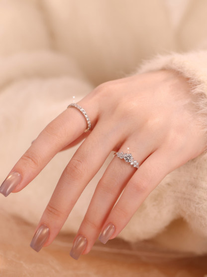 Bold&Chice Berlin Love Letter Ring, 0.5-1CT Lab Created Moissanite Engagement Ring, Dainty Petal Promise Ring for Women