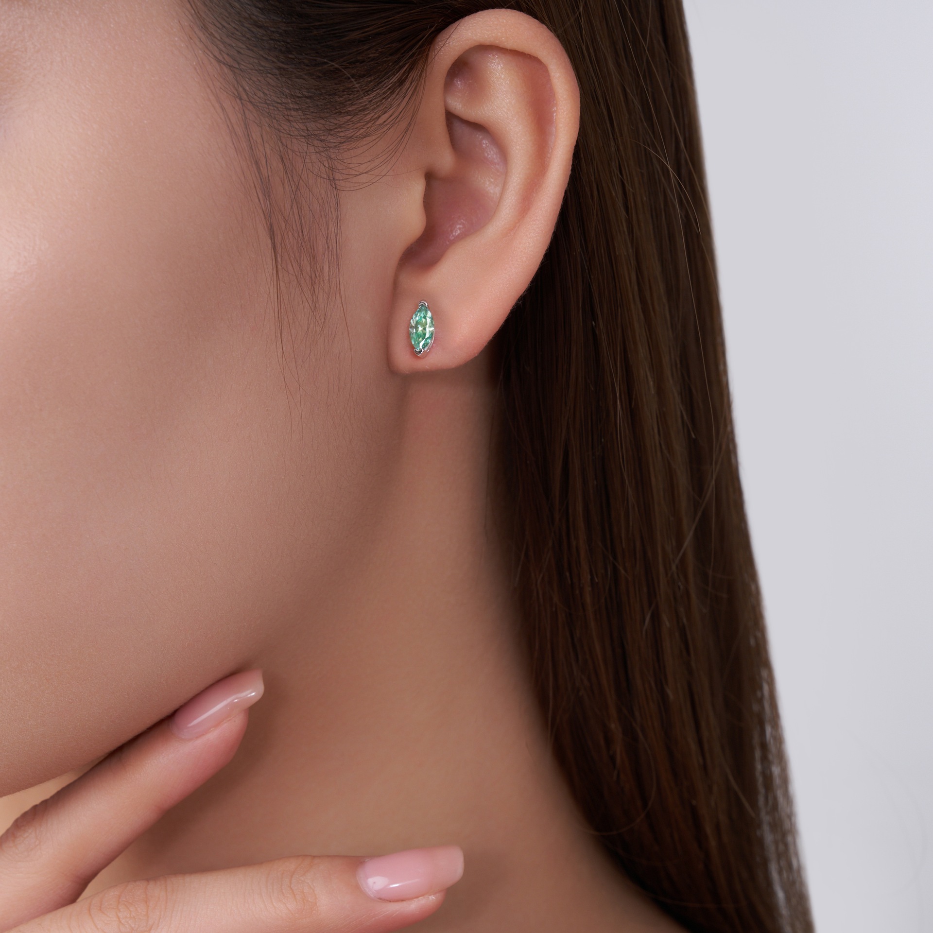 Bold&Chice 0.5CT*2 Blue Moissanite Stud Earrings, Marquise Cut Lab Created Diamond Earrings, S925 Silver for Women