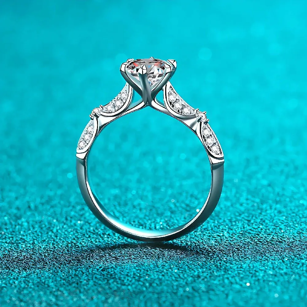 Bold&Chice 1CT Elegant Petal Six Prong Moissanite Ring, S925 Silver Lab Grown Diamond , Delicate Twist Statement Ring for Her