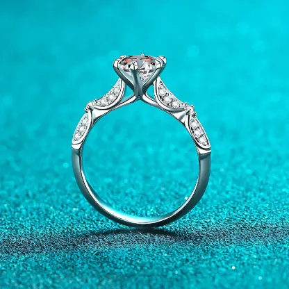 Bold&Chice 1CT Elegant Petal Six Prong Moissanite Ring, S925 Silver Lab Grown Diamond , Delicate Twist Statement Ring for Her