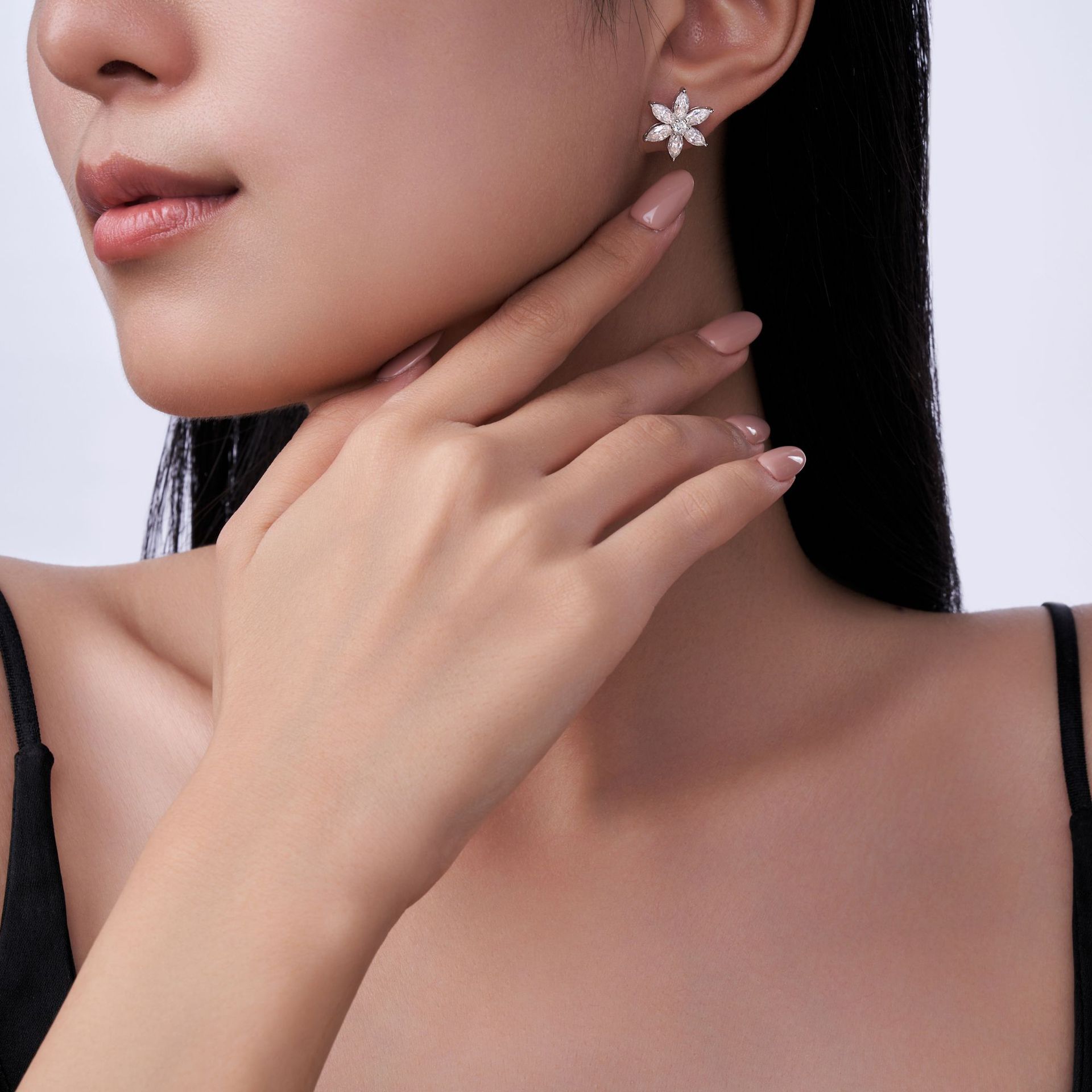 Bold&Chice 3.76CT Snowflake Moissanite Stud Earrings, Marquise Cut Lab Created Diamond Earrings, S925 Silver Plated 18K White Gold