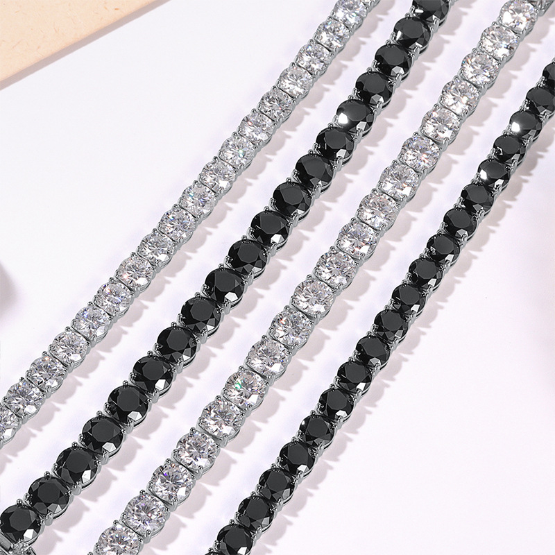 Bold&Chice Luxury Round Cut Moissanite Tennis Bracelet, S925 Silver Lab Created Diamond, Shiny Single Row Statement Bracelet for Her