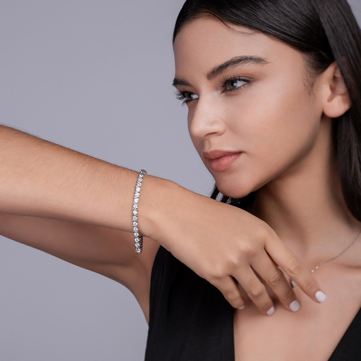 Bold&Chice 9.9CT Moissanite Tennis Bracelet, Lab Created Diamond Bracelet, S925 Silver Plated 18K White Gold Bracelet for Women