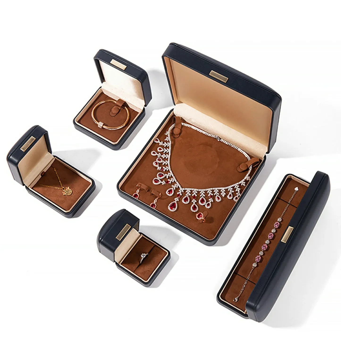 Bold&Chic Premium PU Leather Jewelry Box, Gift Storage Case for Pendants, Bracelets, Rings, Business Jewelry Organizer (Jewelry Not Included), Free Gift Included