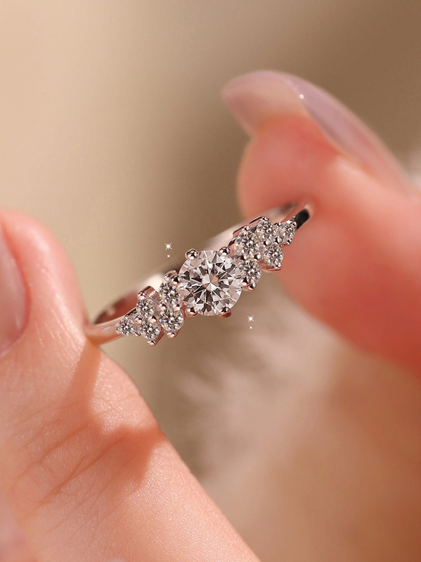 Bold&Chice Berlin Love Letter Ring, 0.5-1CT Lab Created Moissanite Engagement Ring, Dainty Petal Promise Ring for Women