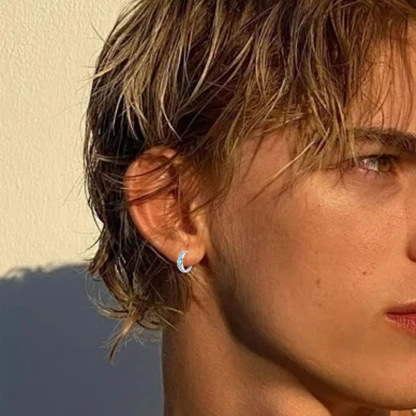 Bold&Chice 0.5CT Aquamarine Twist Marquise Moissanite Hoop Earrings, Lab Created Diamond Earrings, S925 Silver Earrings