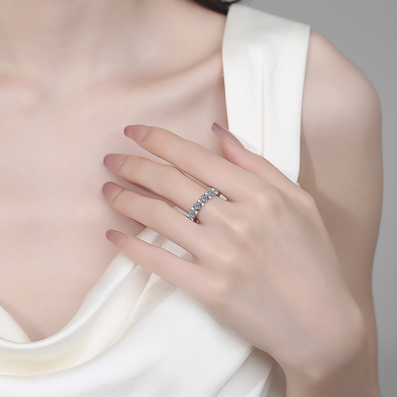 Bold&Chice 1.56CT Floral Pave Moissanite Eternity Ring, Lab Grown Diamond Alternative, Romantic Stackable Band for Him & Her