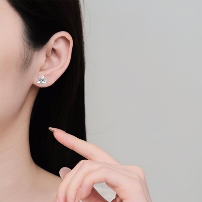 Bold&Chice 1CT Triangle Geometric Moissanite Stud Earrings, Lab Grown Diamond Alternative, Minimalist Statement Stud Earrings for Her