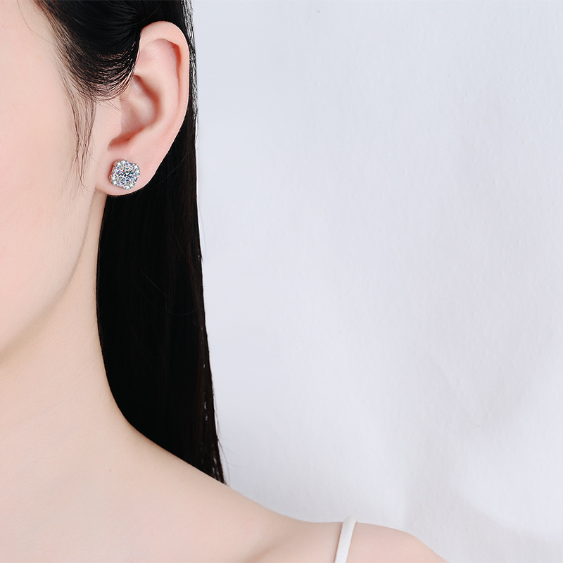 Bold&Chice Viral Sugar Cube Cut Jewelry Moissanite Jewelry Set (Necklace + Earrings), Lab Grown Diamond Alternative, Trending Halo Pendant & Stud Set for Her