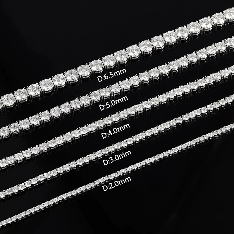Bold&Chice Luxury Round Cut Moissanite Tennis Bracelet, S925 Silver Lab Created Diamond, Shiny Single Row Statement Bracelet for Her