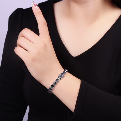 Bold&Chice Luxury Colorful Pave Moissanite Tennis Bracelet, S925 Silver Lab Created Diamond, Shiny Multicolor Statement Bracelet for Her