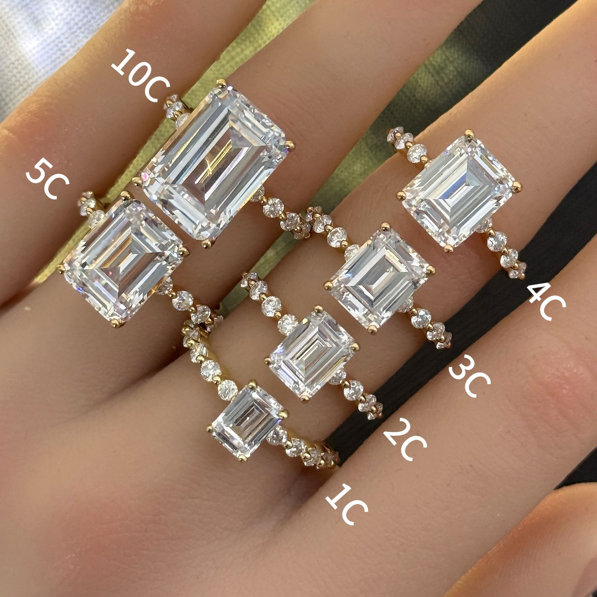 Bold&Chice 0.8-10CT Floating-Shared Prong Moissanite Ring, S925 Silver Lab Created Diamond, Sleek Multi-Cut Statement Ring for Her