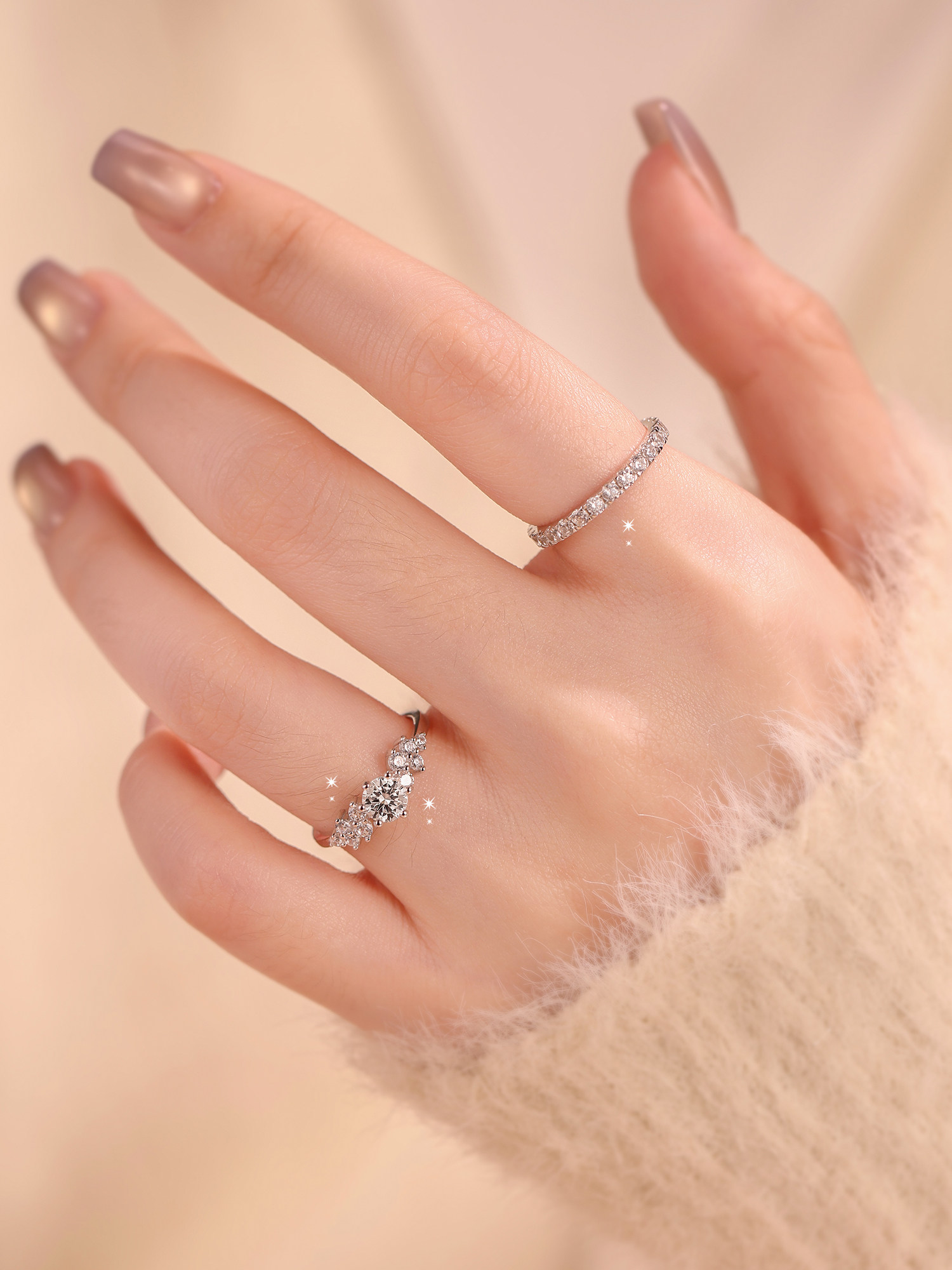 Bold&Chice Berlin Love Letter Ring, 0.5-1CT Lab Created Moissanite Engagement Ring, Dainty Petal Promise Ring for Women