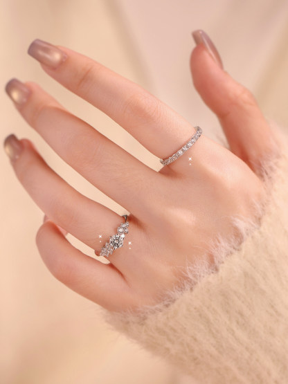 Bold&Chice Berlin Love Letter Ring, 0.5-1CT Lab Created Moissanite Engagement Ring, Dainty Petal Promise Ring for Women