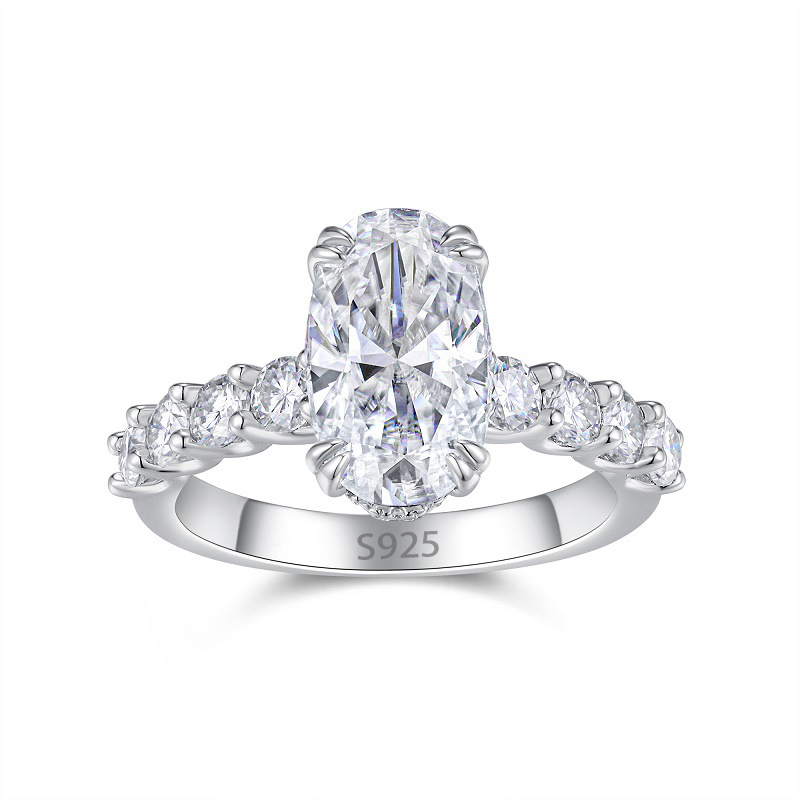 Bold&Chice Oval Moissanite Engagement Ring, 4CT Lab Created Diamond Ring, S925 Silver Promise Ring for Women