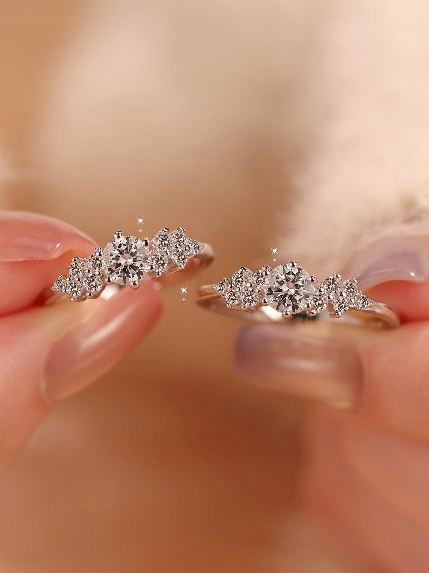 Bold&Chice Berlin Love Letter Ring, 0.5-1CT Lab Created Moissanite Engagement Ring, Dainty Petal Promise Ring for Women