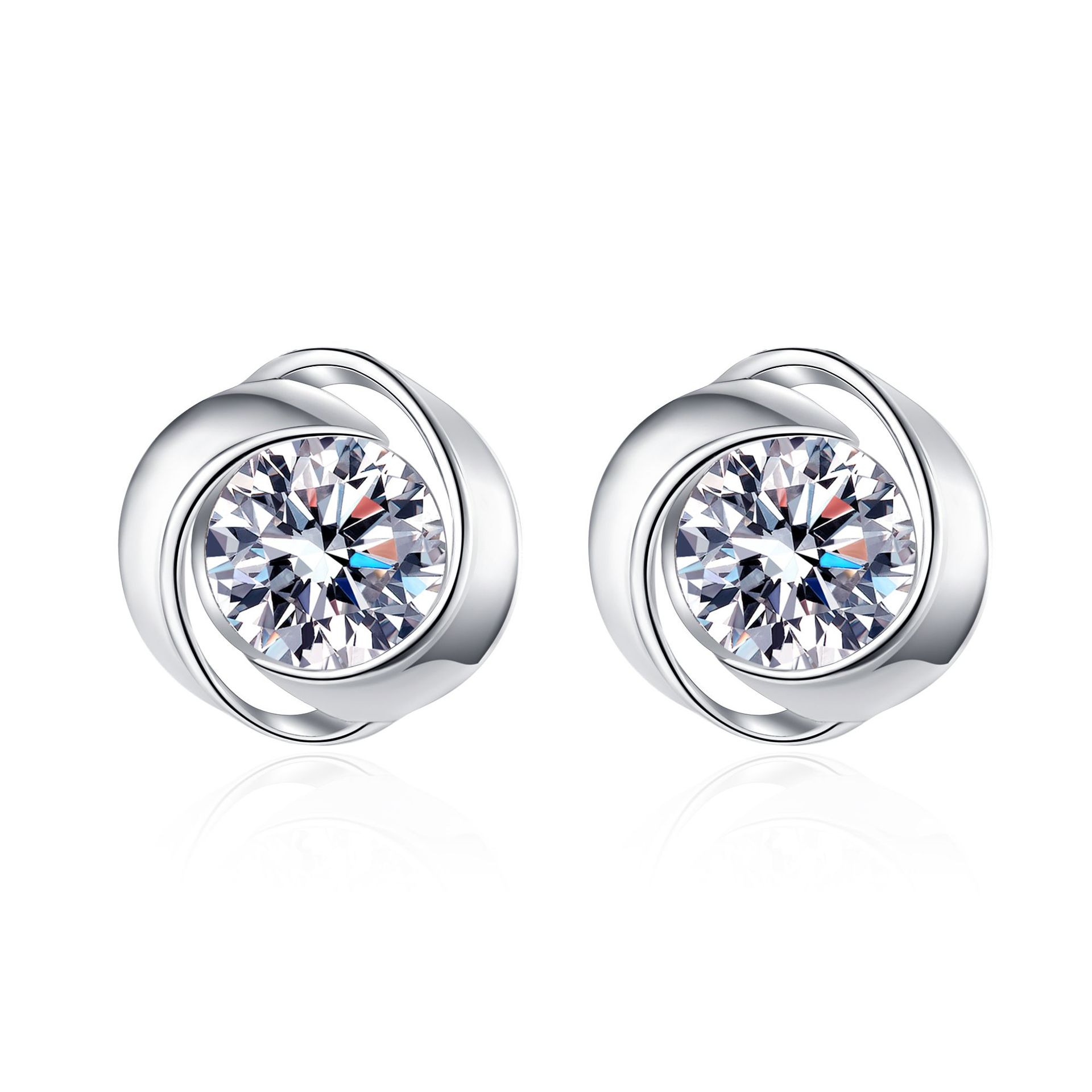 Bold&Chice 0.6/1CT Delicate Swirl Wrap Moissanite Stud Earrings, Lab Grown Diamond Alternative, Elegant Solitaire Stud Earrings for Her