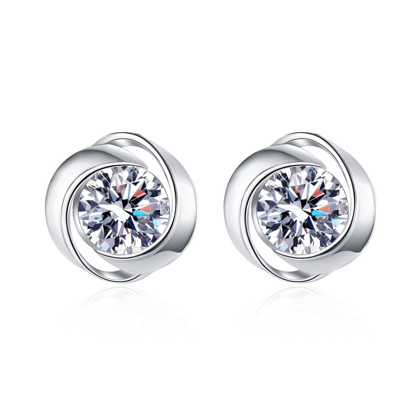 Bold&Chice 0.6/1CT Delicate Swirl Wrap Moissanite Stud Earrings, Lab Grown Diamond Alternative, Elegant Solitaire Stud Earrings for Her