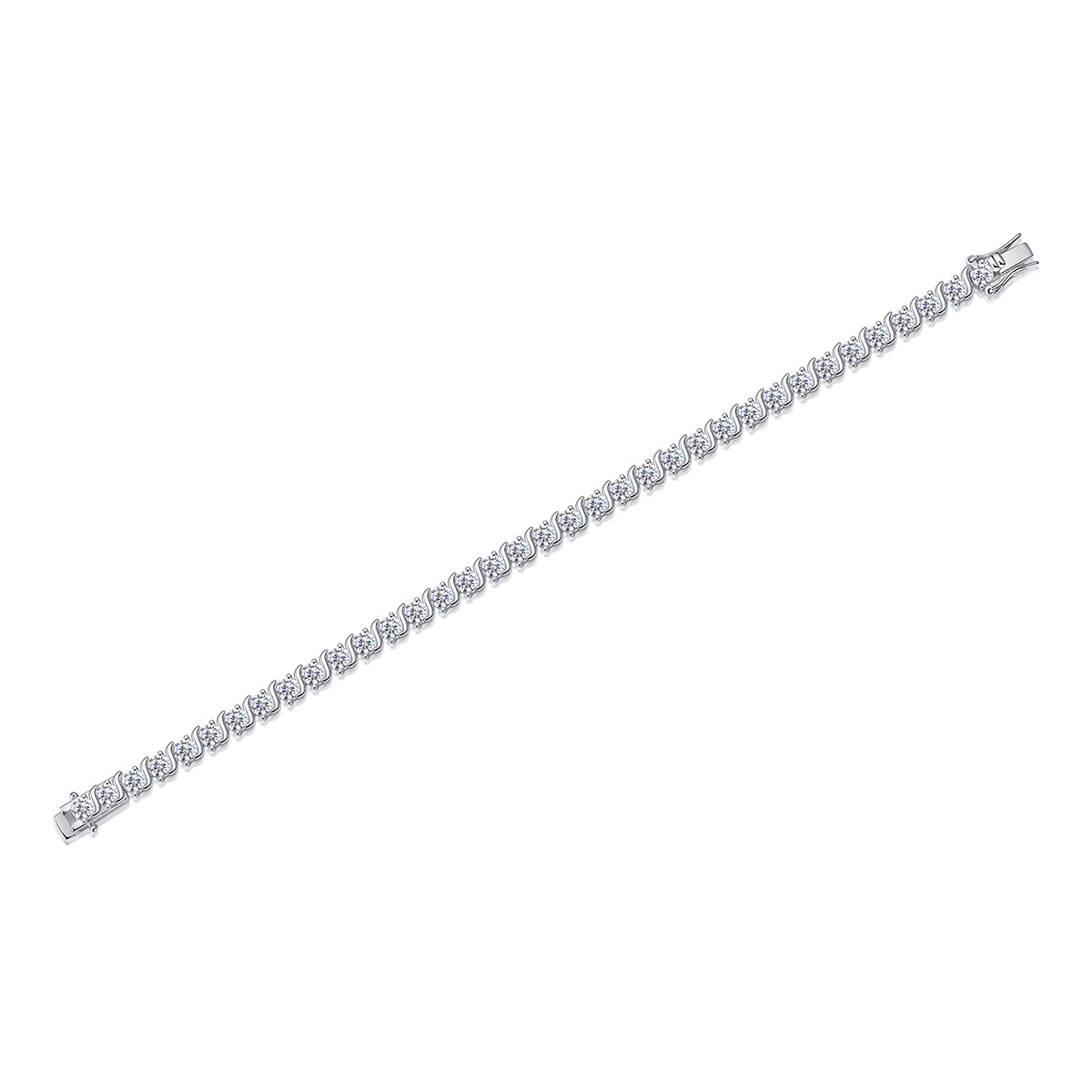 Bold&Chice 9.9CT Moissanite Tennis Bracelet, Lab Created Diamond Bracelet, S925 Silver Plated 18K White Gold Bracelet for Women