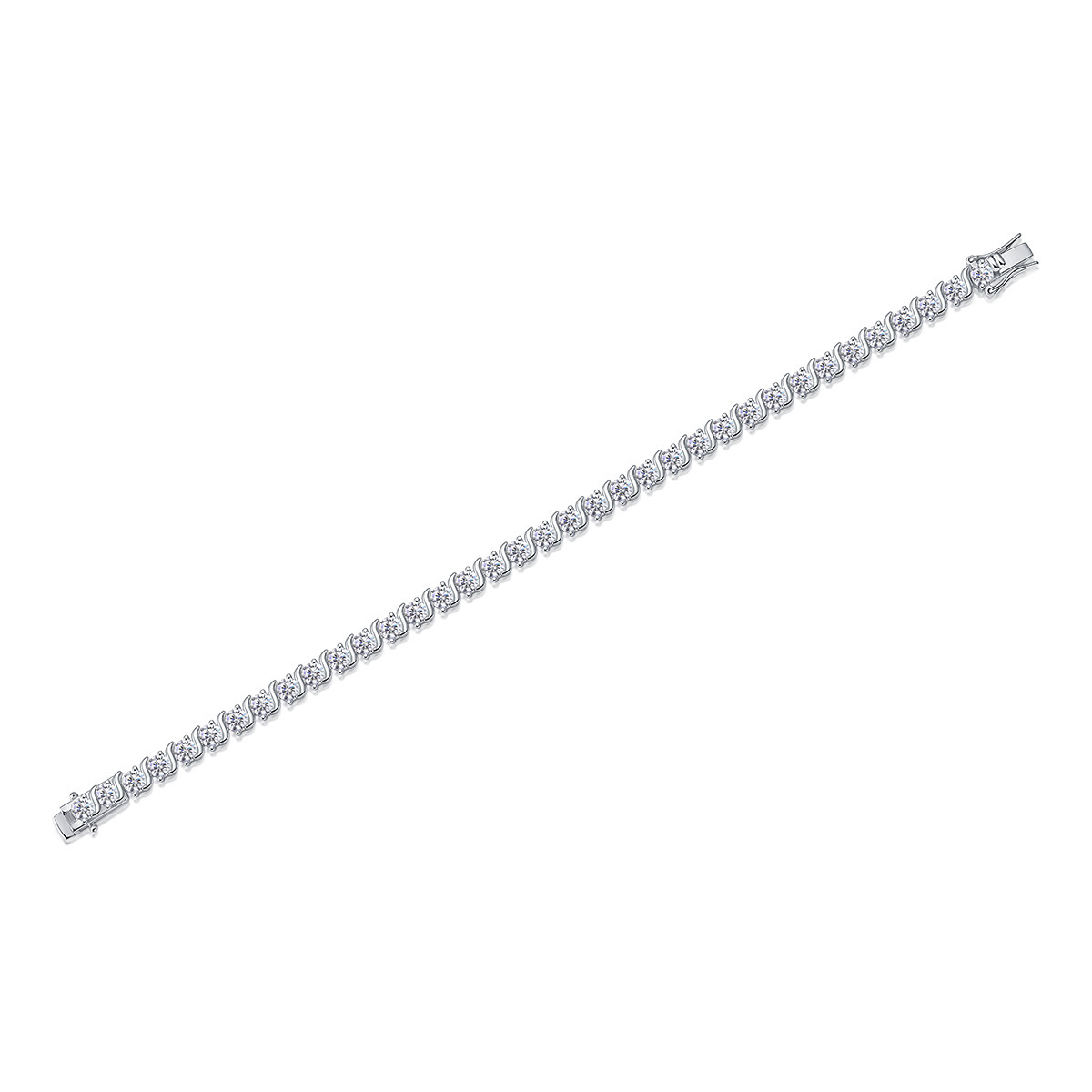 Bold&Chice 9.9CT Moissanite Tennis Bracelet, Lab Created Diamond Bracelet, S925 Silver Plated 18K White Gold Bracelet for Women