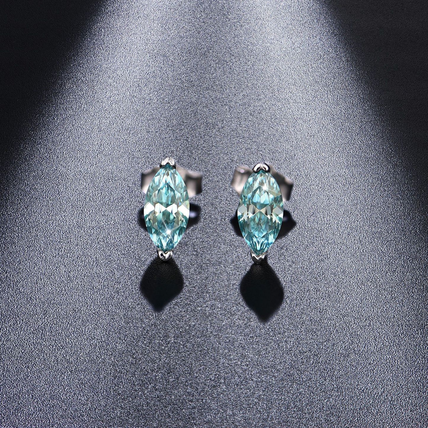 Bold&Chice 0.5CT*2 Blue Moissanite Stud Earrings, Marquise Cut Lab Created Diamond Earrings, S925 Silver for Women