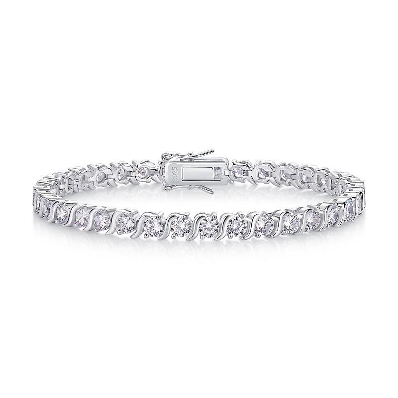 Bold&Chice 9.9CT Moissanite Tennis Bracelet, Lab Created Diamond Bracelet, S925 Silver Plated 18K White Gold Bracelet for Women