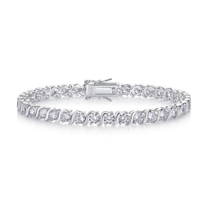 Bold&Chice 9.9CT Moissanite Tennis Bracelet, Lab Created Diamond Bracelet, S925 Silver Plated 18K White Gold Bracelet for Women