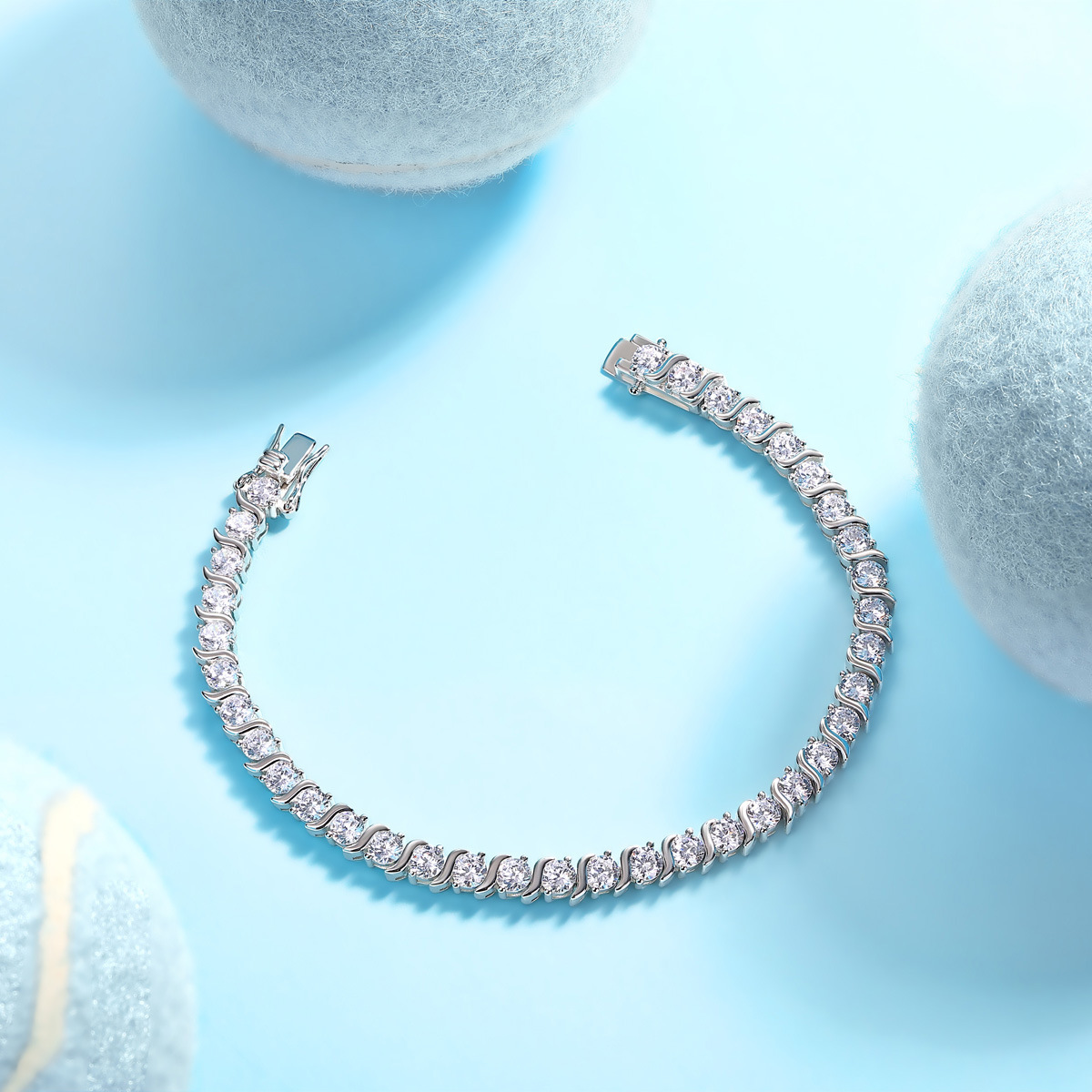 Bold&Chice 9.9CT Moissanite Tennis Bracelet, Lab Created Diamond Bracelet, S925 Silver Plated 18K White Gold Bracelet for Women