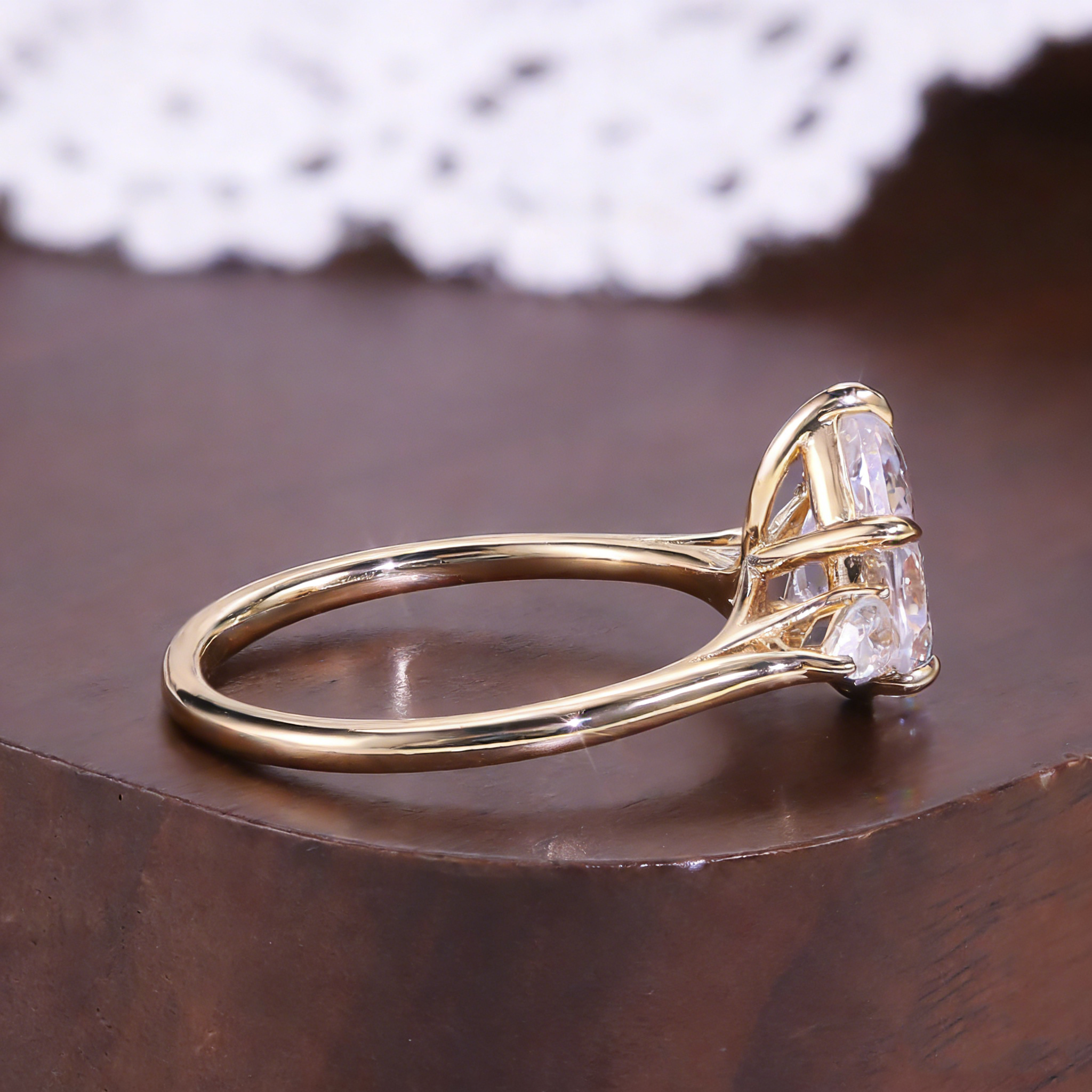 Bold&Chice 0.8-10CT Three-Stone Pear Side Moissanite Ring, S925 Silver Lab Created Diamond, Elegant Multi-Cut Statement Ring for Her