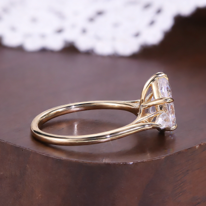 Bold&Chice 0.8-10CT Three-Stone Pear Side Moissanite Ring, S925 Silver Lab Created Diamond, Elegant Multi-Cut Statement Ring for Her