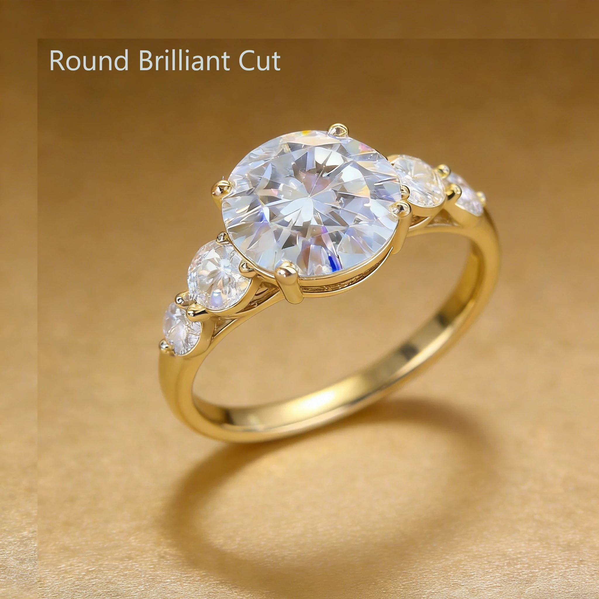 Bold&Chice 0.8-10CT Luxury Five-Stone Moissanite Ring, 18K Gold Plated S925 Silver Lab Created Diamond, Elegant Multi-Cut Statement Ring for Her