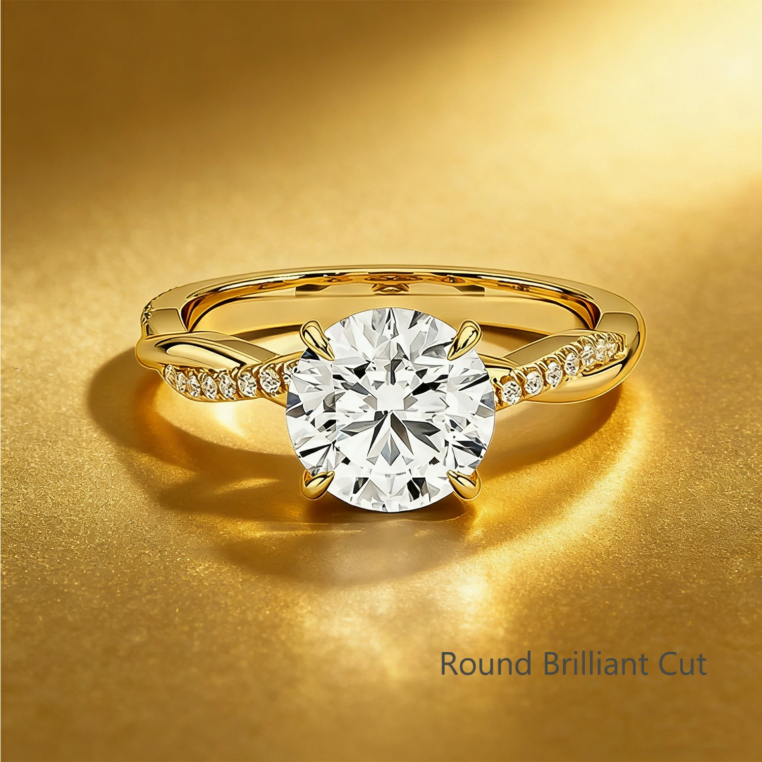 Bold&Chice 0.8-8CT Twisted Setting Moissanite Ring, Multi-Cut 18K Gold Plated  S925 Silver Lab Created Diamond Ring for Women