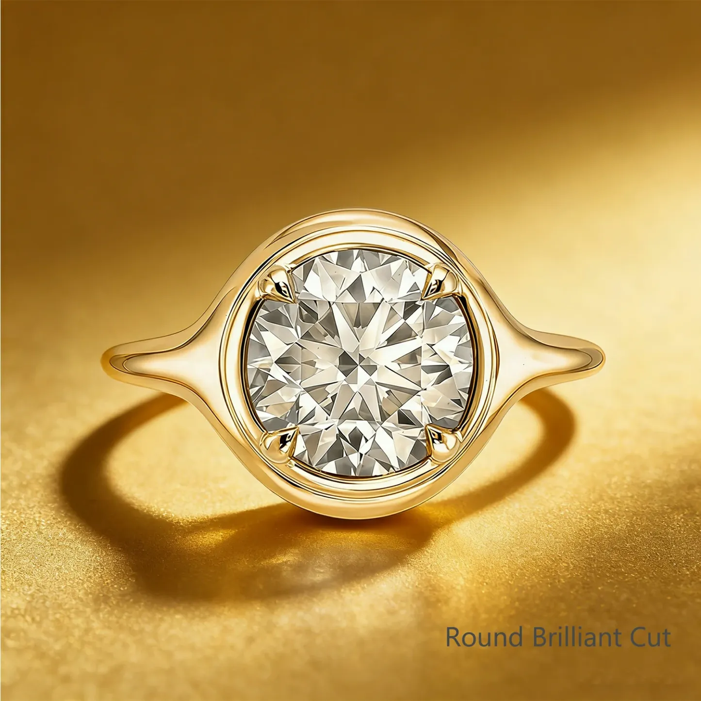 Bold&Chice 1-3CT East-West Setting Moissanite Ring, 18K Gold Plated S925 Silver Lab Created Diamond, Sleek Multi-Cut Statement Ring for Her