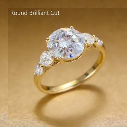 Bold&Chice 0.8-10CT Luxury Five-Stone Moissanite Ring, 18K Gold Plated S925 Silver Lab Created Diamond, Elegant Multi-Cut Statement Ring for Her