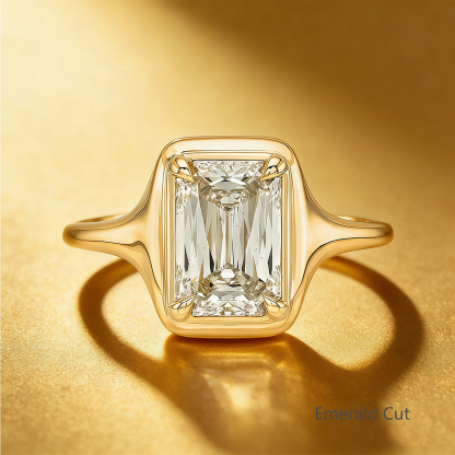 Bold&Chice 1-3CT East-West Setting Moissanite Ring, S925 Silver Lab Created Diamond, Sleek Multi-Cut Statement Ring for Her