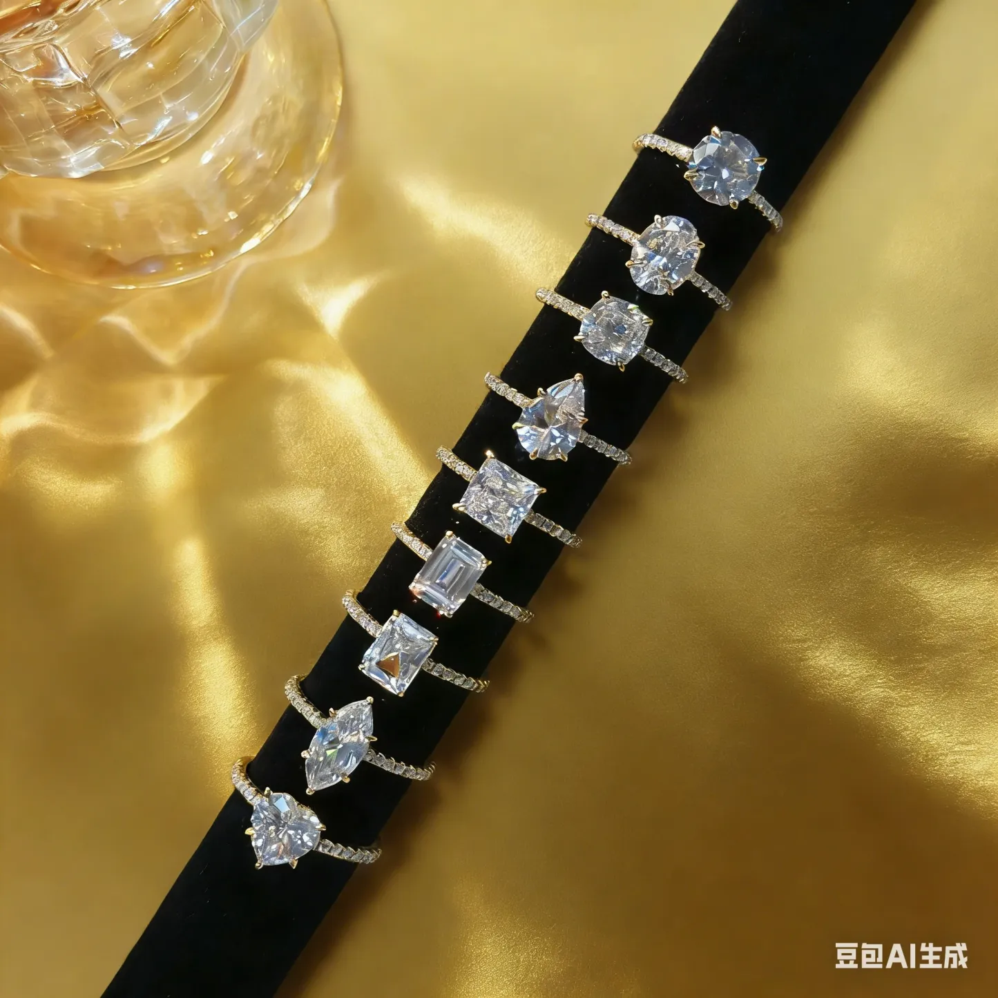 Bold&Chice 0.8-10CT Luxury Pave Moissanite Ring, 18K Gold Plated  S925 Silver Lab Created Diamond, Elegant Multi-Cut Statement Ring for Her