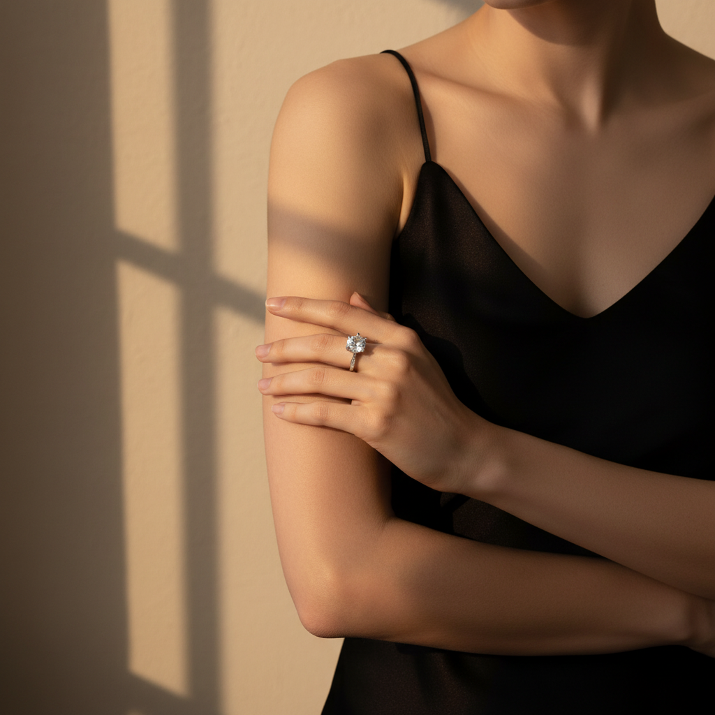 Bold&Chice Prong-Set Round-Cut 0.5-2ct Lab-Grown Moissanite Ring in S925 Silver