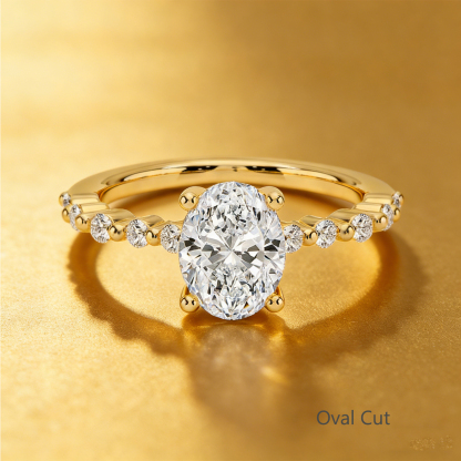 Bold&Chice 0.8-10CT Floating-Shared Prong Moissanite Ring, S925 Silver Lab Created Diamond, Sleek Multi-Cut Statement Ring for Her