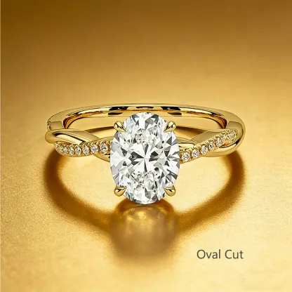 Bold&Chice 0.8-8CT Twisted Setting Moissanite Ring, Multi-Cut 18K Gold Plated  S925 Silver Lab Created Diamond Ring for Women