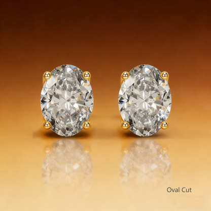 Bold&Chice 2CT Timeless Tulip Collet Moissanite Stud Earrings, S925 Silver Lab Created Diamond, Elegant Floral Statement Earrings for Her