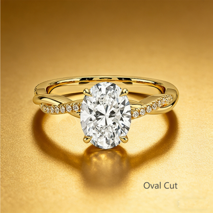 Bold&Chice 0.8-8CT Twisted Setting Moissanite Ring, Multi-Cut S925 Silver Lab Created Diamond Ring for Women