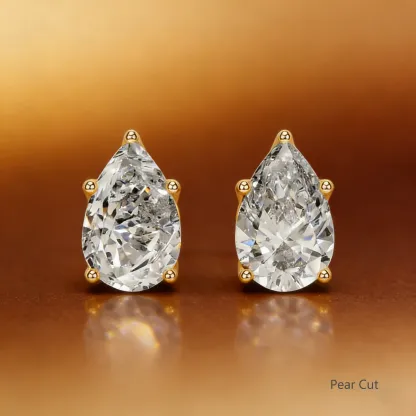 Bold&Chice 2CT Timeless Tulip Collet Moissanite Stud Earrings, 18K Gold Plated S925 Silver Lab Created Diamond, Elegant Floral Statement Earrings for Her