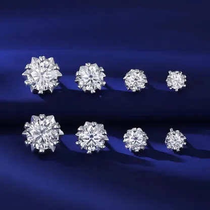 Bold&Chice Snowflake Starburst Moissanite Stud Earrings, 0.3CT-2CT 18K Gold Plated S925 Silver Lab Created Diamond, D-Color Sparkling Statement Earrings
