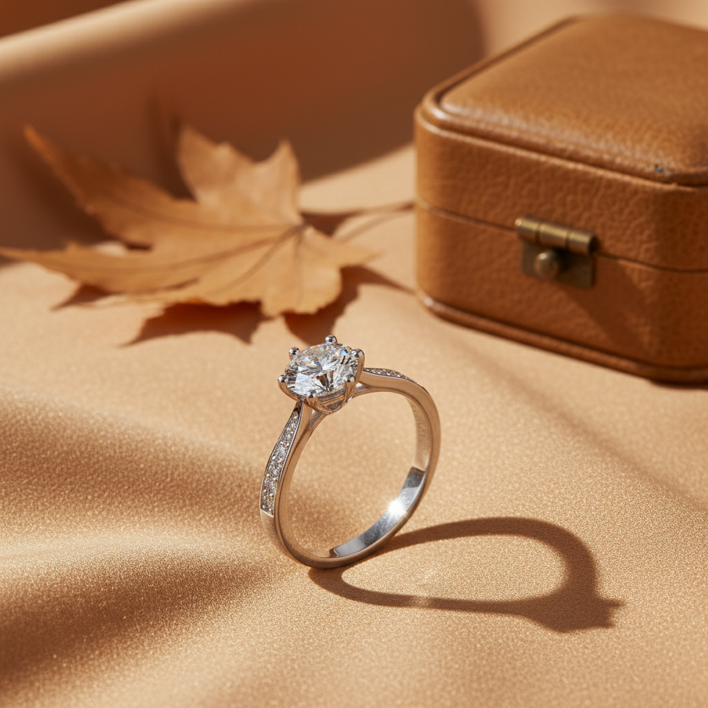 Bold&Chice Prong-Set Round-Cut 0.5-2ct Lab-Grown Moissanite Ring in S925 Silver