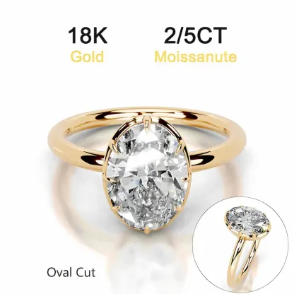 Bold&Chice 2-5CT Solitaire Prong Setting Moissanite Ring, 18K Gold Plated S925 Silver Lab Created Diamond Ring