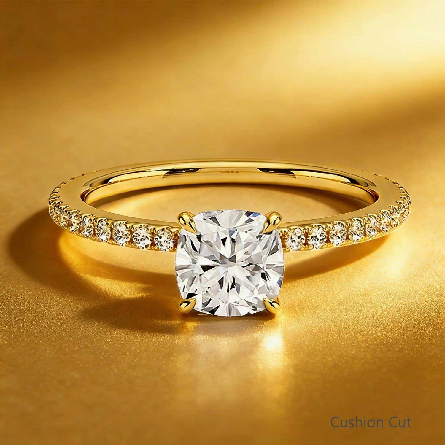 Bold&Chice 0.8-10CT Luxury Pave Moissanite Ring, 18K Gold Plated  S925 Silver Lab Created Diamond, Elegant Multi-Cut Statement Ring for Her